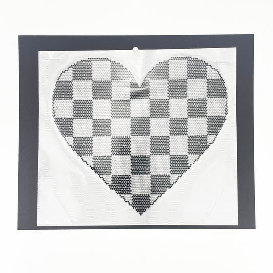 Race Flag Heart Rhinestone Transfer HT-148