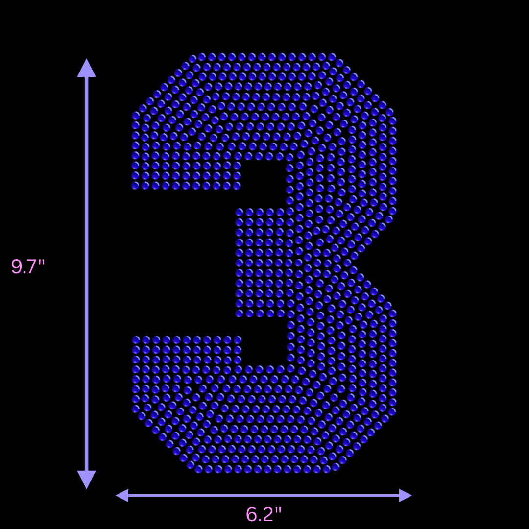 9.5" Hotfix Rhinestone Jersey Numbers