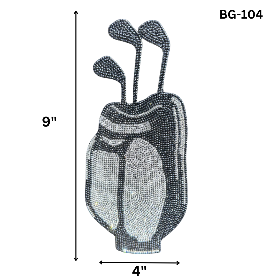 Golf Clubs Hotfix Rhinestone Applique
