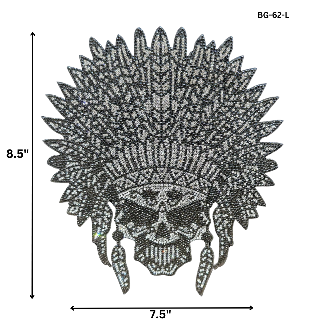 Indian Skull Hotfix Applique BG-62-L