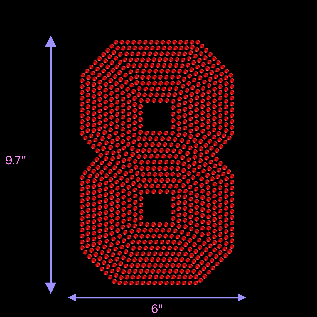 9.5" Hotfix Rhinestone Jersey Numbers