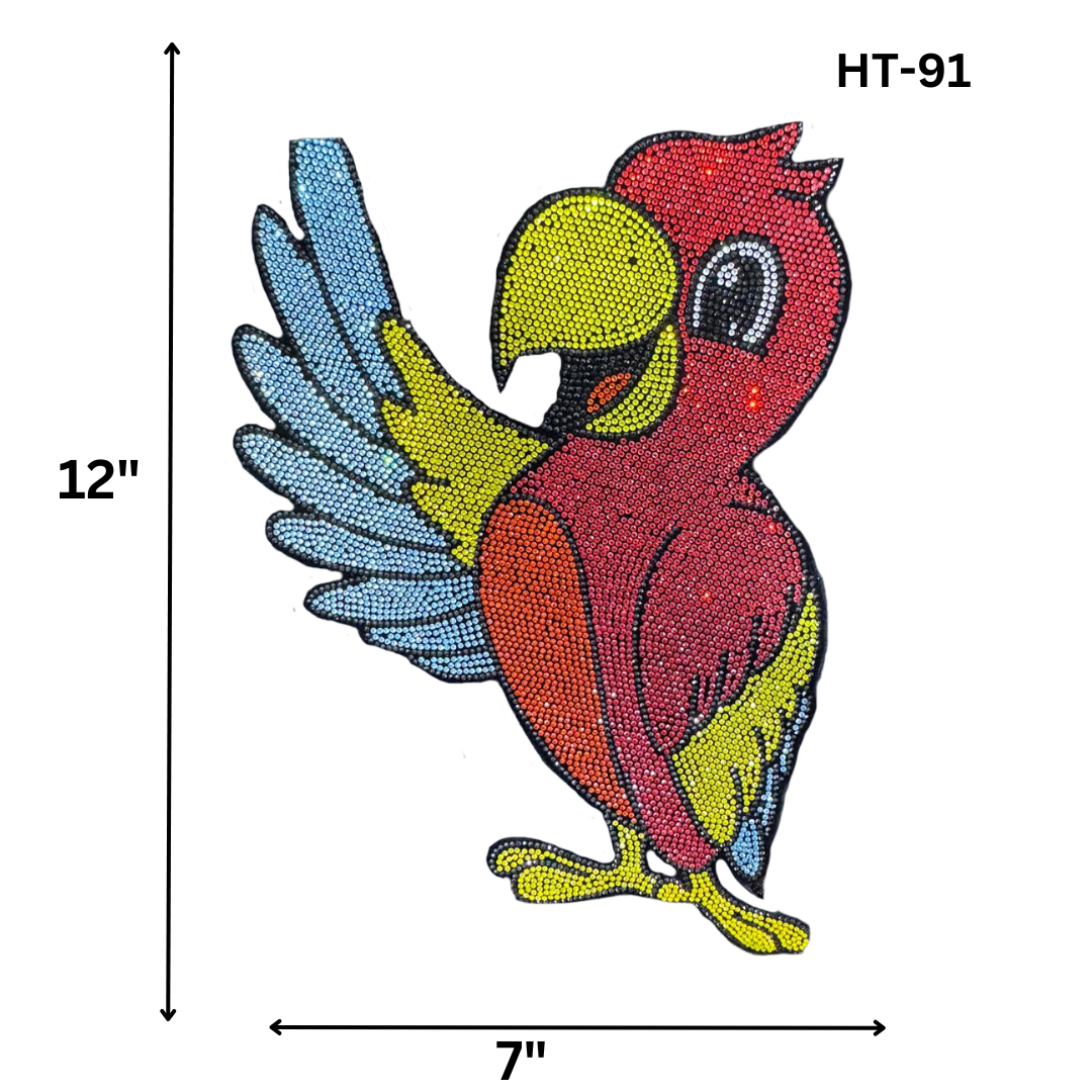 Parrot Hotfix Rhinestone Applique HT-91