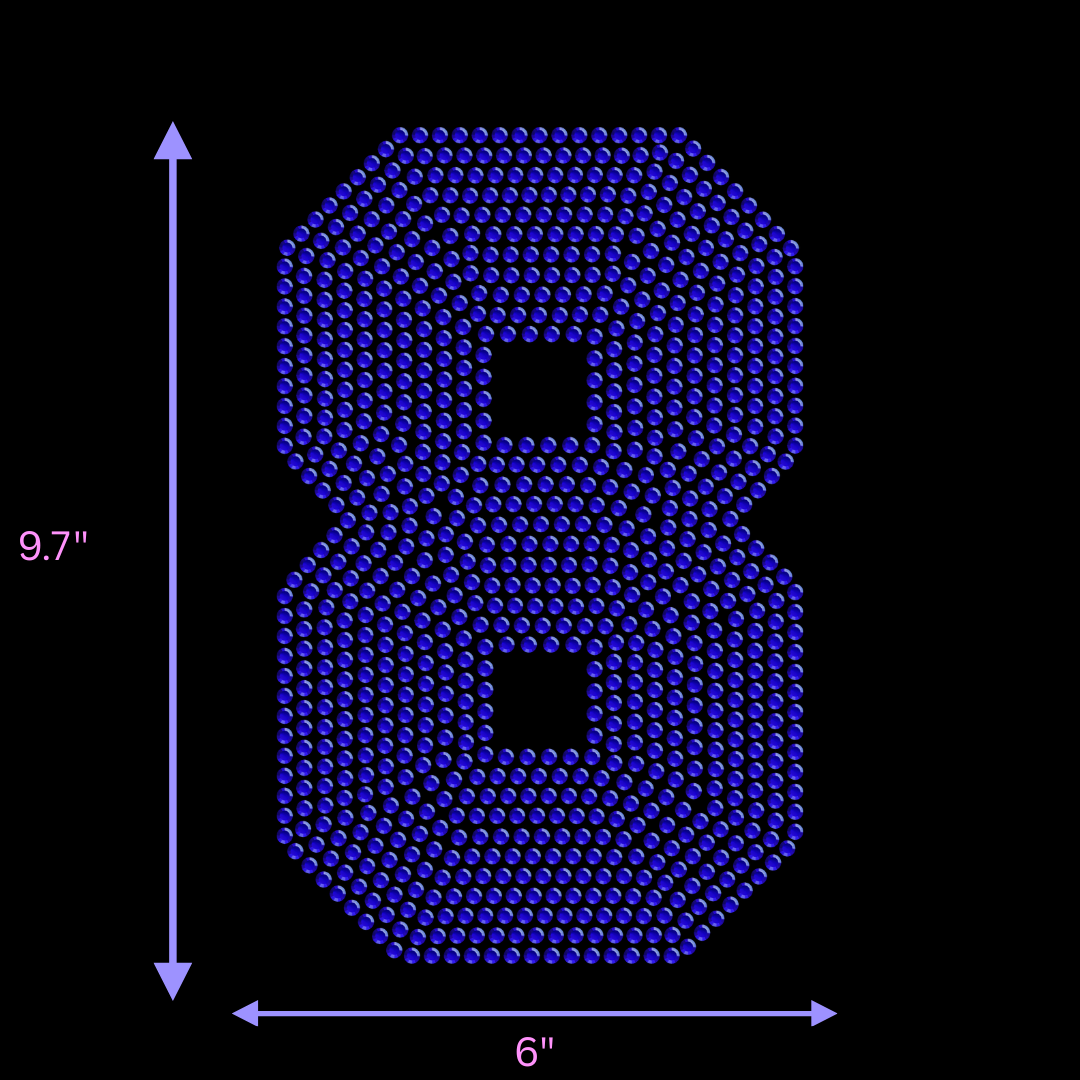 9.5" Hotfix Rhinestone Jersey Numbers