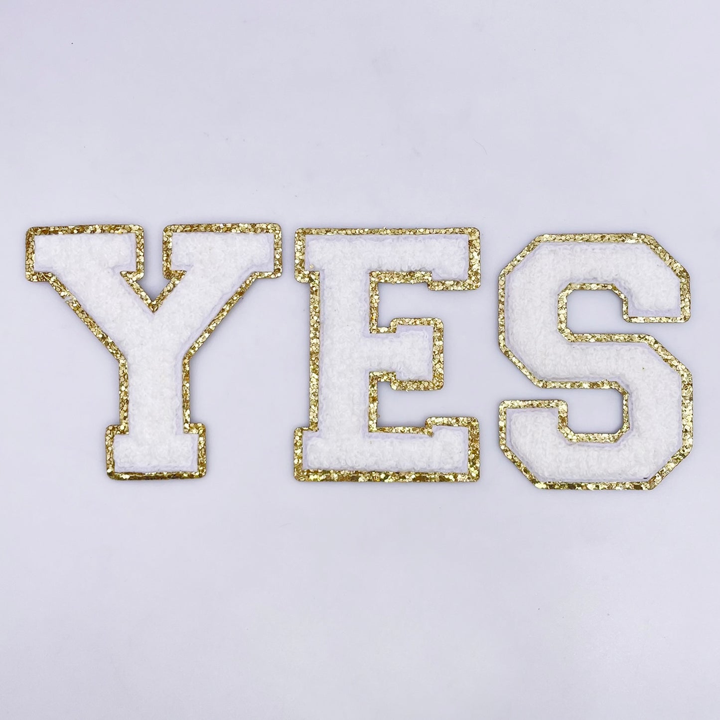 White Hotfix Chenille Letters 2.8"