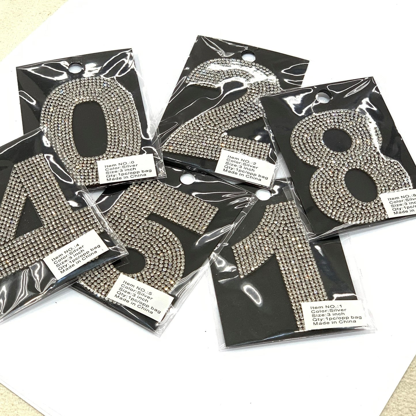 3" Rhinestone Iron On Numbers | Crystal Number Patch | L-6