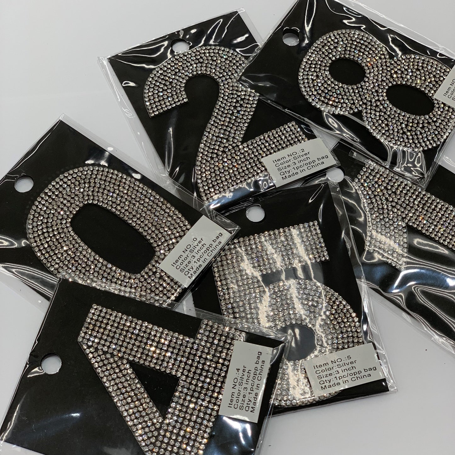 3" Rhinestone Iron On Numbers | Crystal Number Patch | L-6