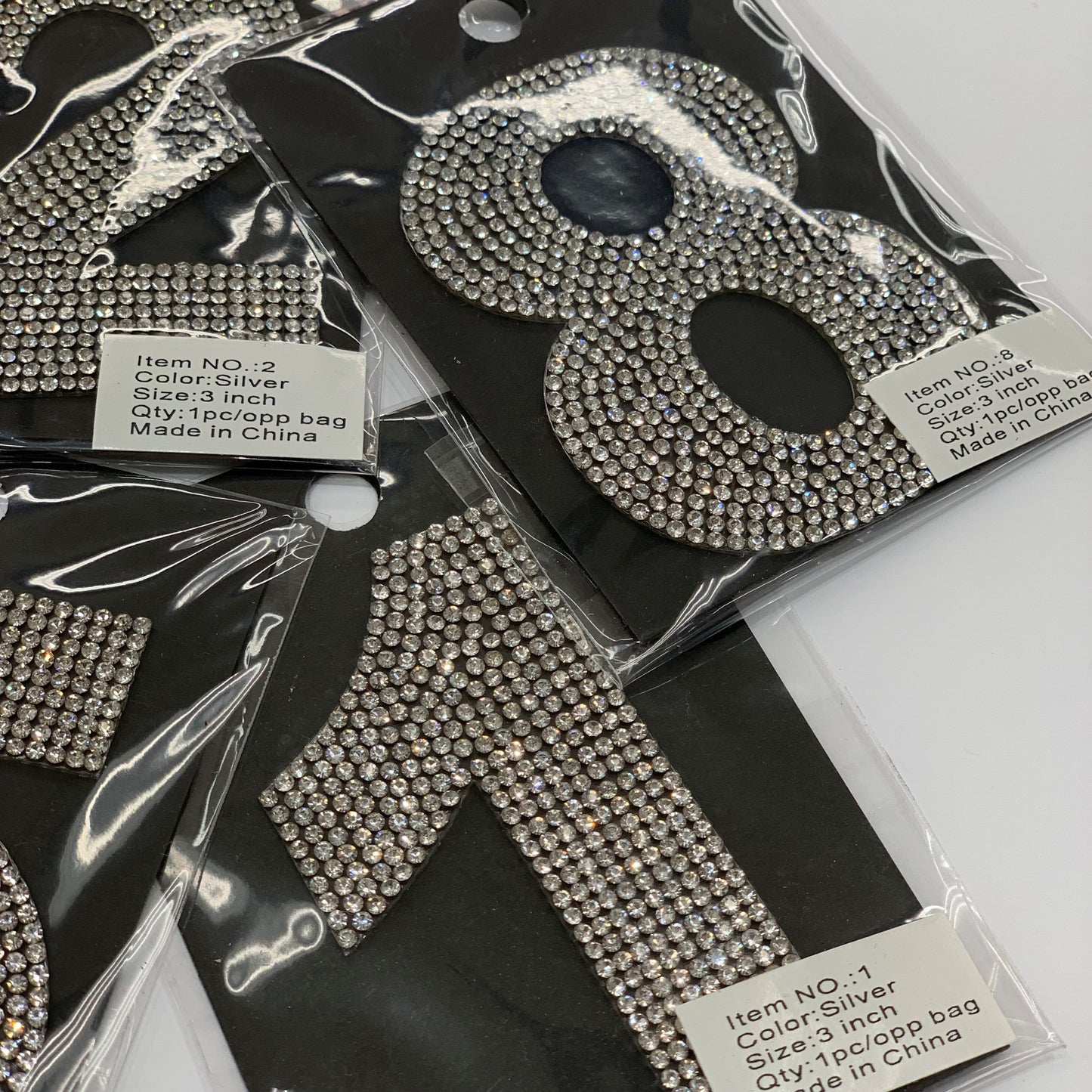 3" Rhinestone Iron On Numbers | Crystal Number Patch | L-6