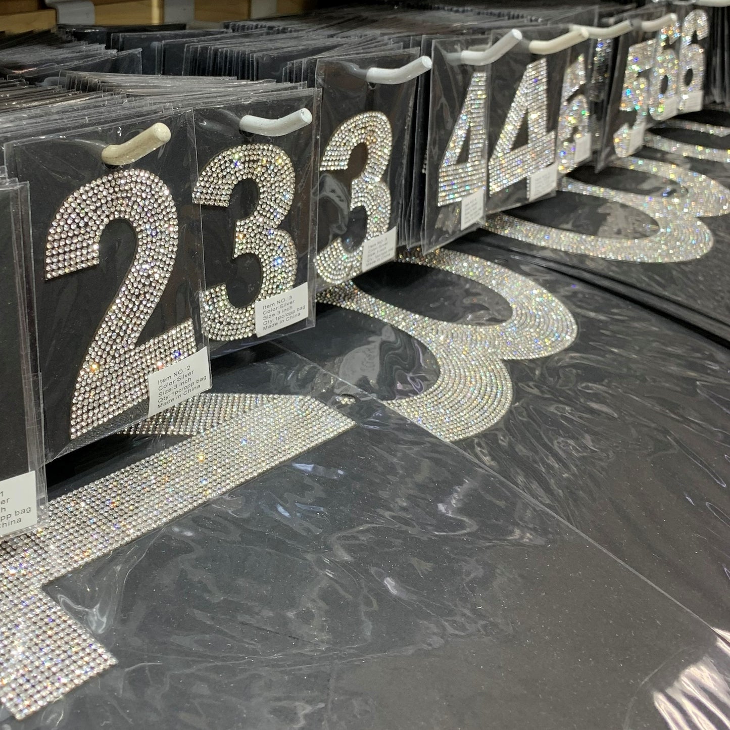 3" Rhinestone Iron On Numbers | Crystal Number Patch | L-6