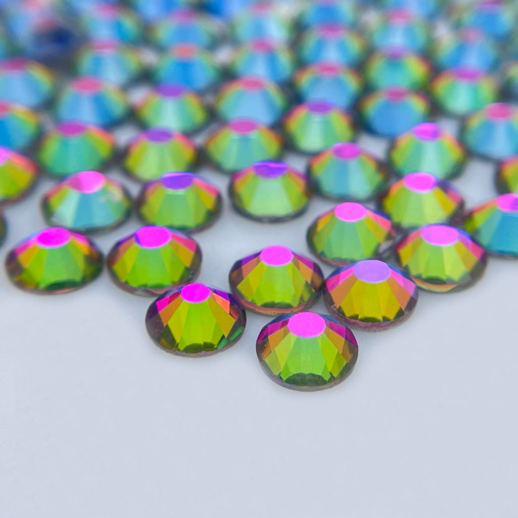 Green Rainbow Glass Rhinestones