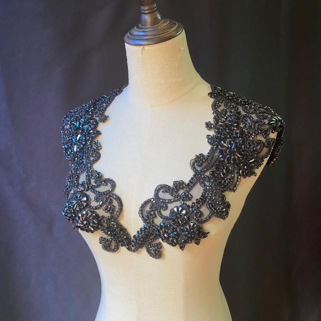 Large Rhinestone Lace Applique
