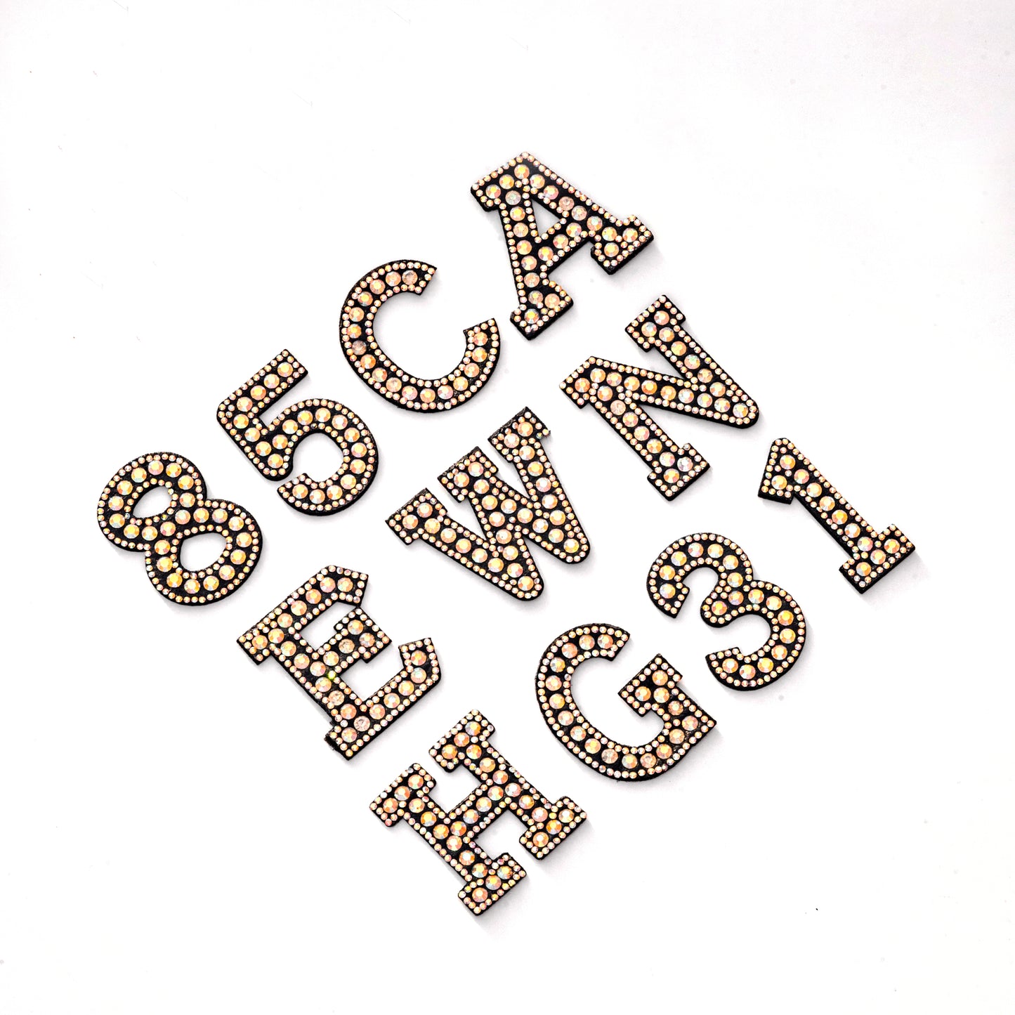 2" AB Iron On Rhinestone Letters & Numbers | L-1
