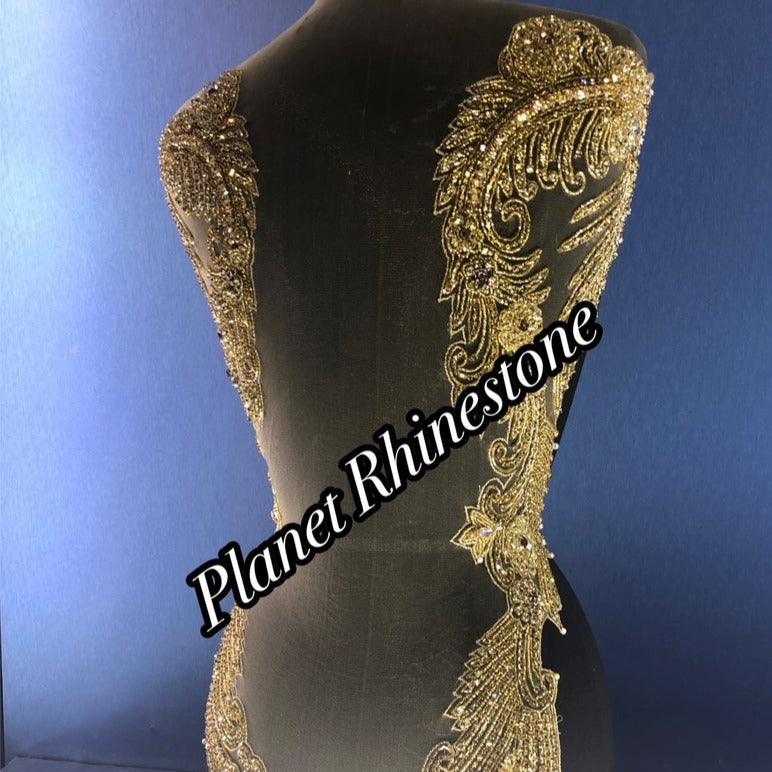 Beaded Black Bodice Applique | Planet Rhinestone Beaded Black Bodice Applique | Planet Rhinestone