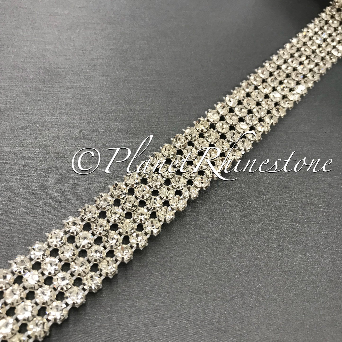 Silver Four Row Crystal Trim | T-5