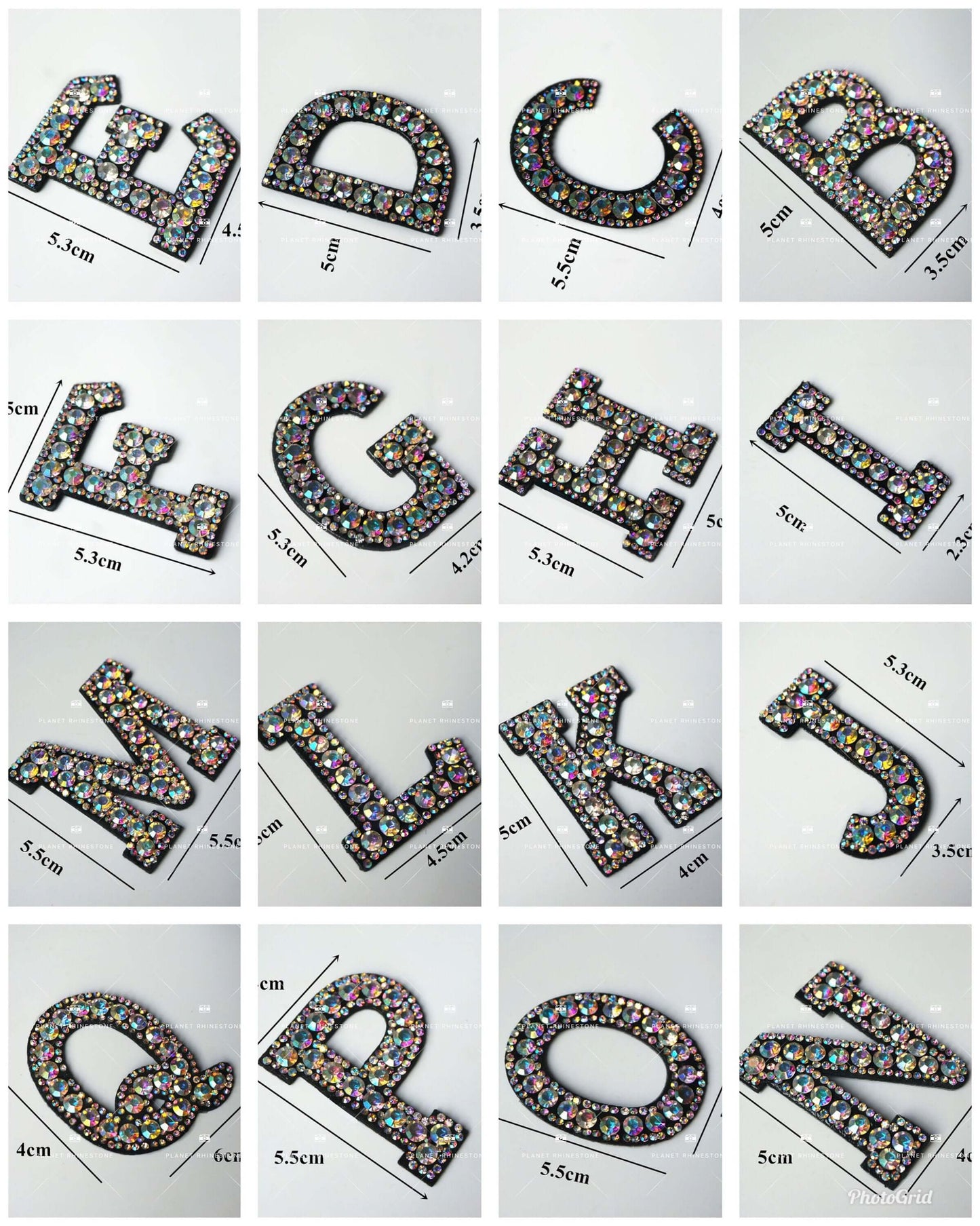 2" AB Iron On Rhinestone Letters & Numbers | L-1