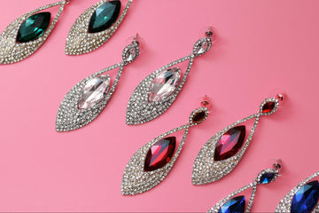 Rhinestone drop earrings with colorful gemstones