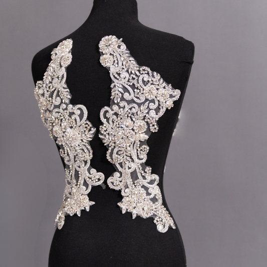 Large Rhinestone Lace Applique