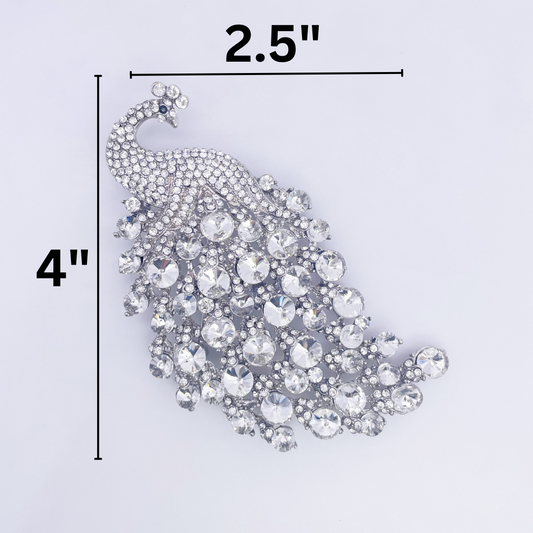 4" Peacock Rhinestone Brooch | BRH-20