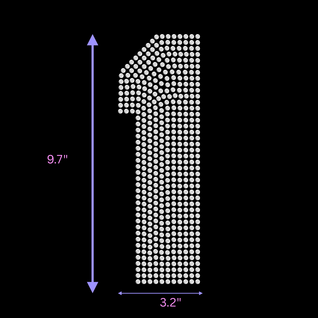 9.5" Hotfix Rhinestone Jersey Numbers