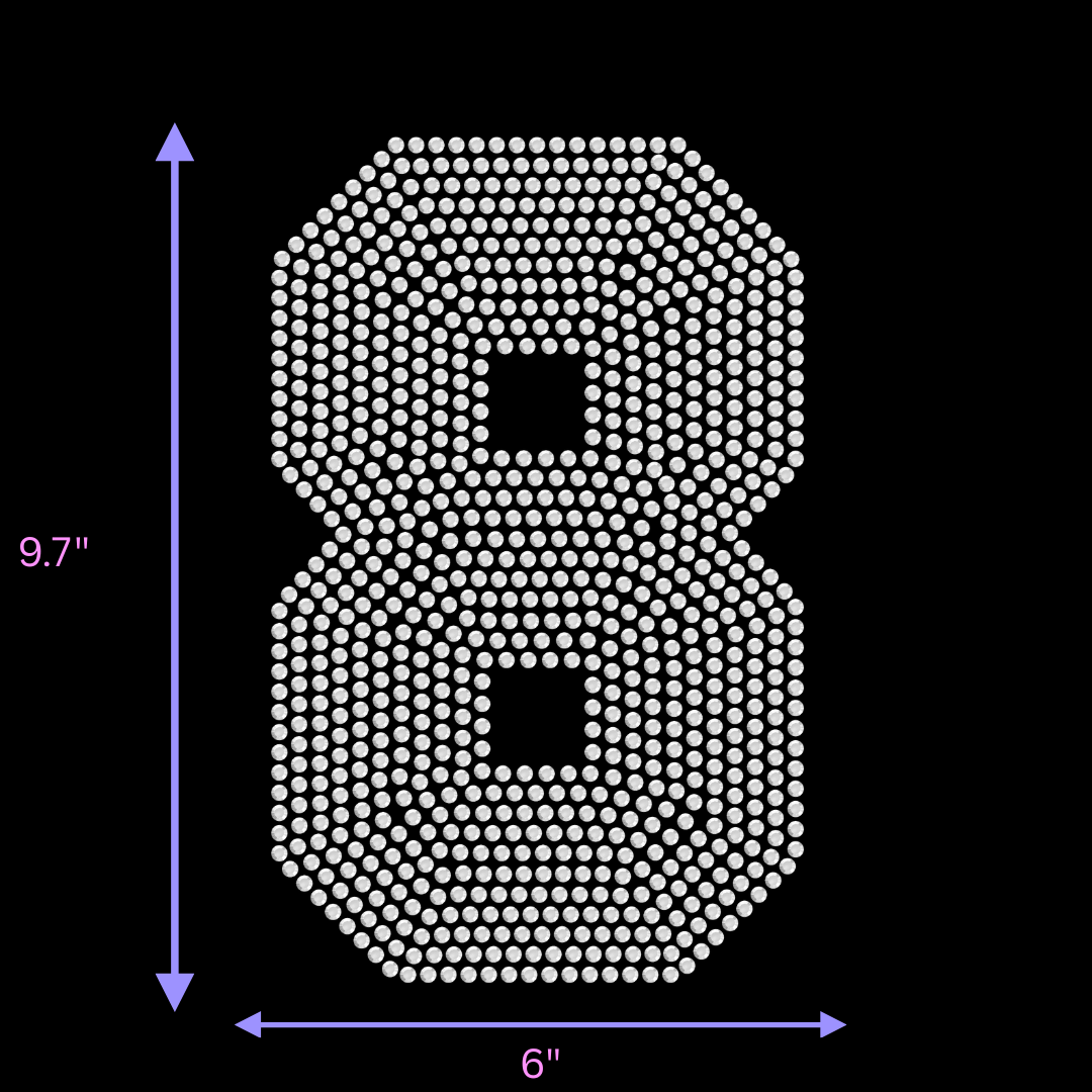 9.5" Hotfix Rhinestone Jersey Numbers