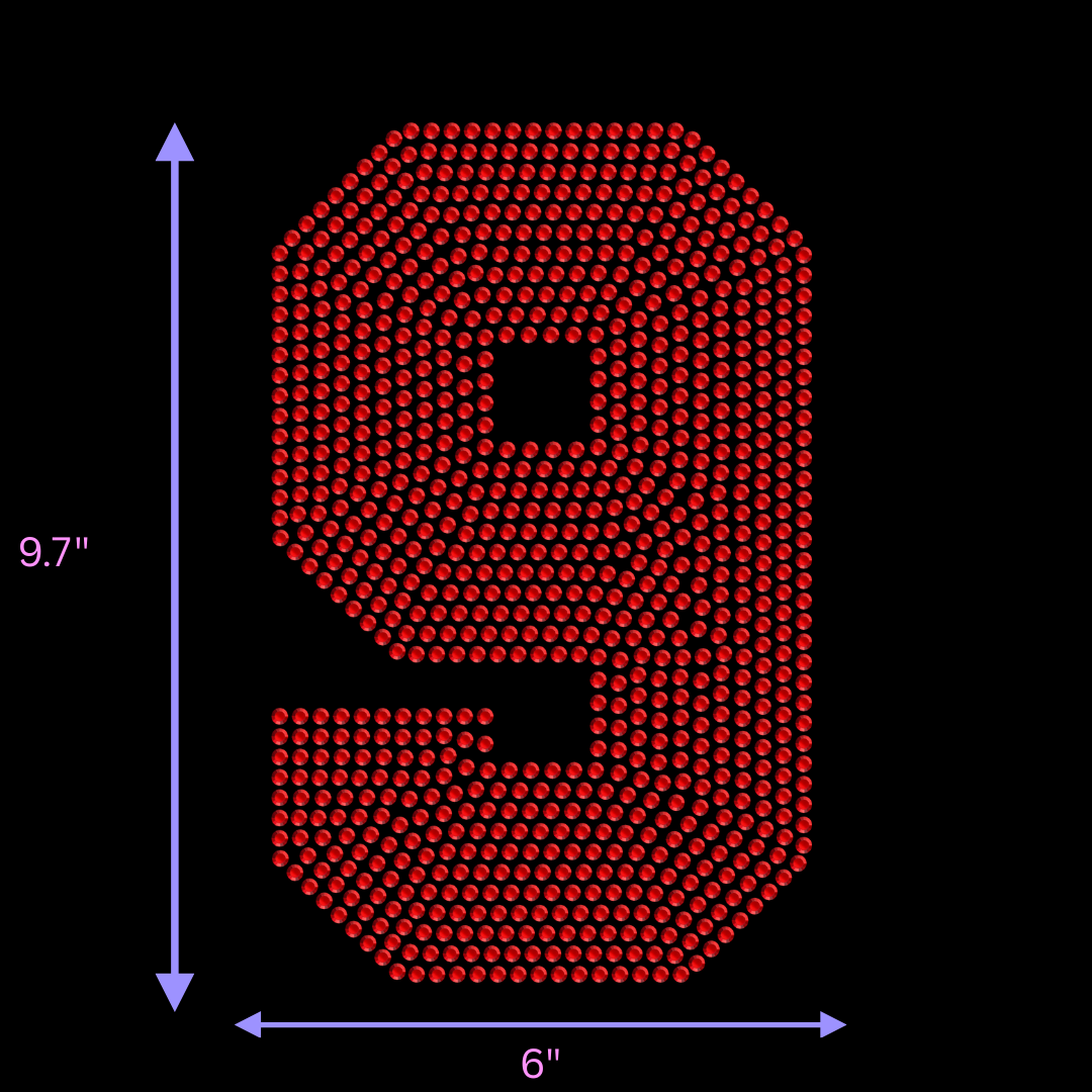 9.5" Hotfix Rhinestone Jersey Numbers