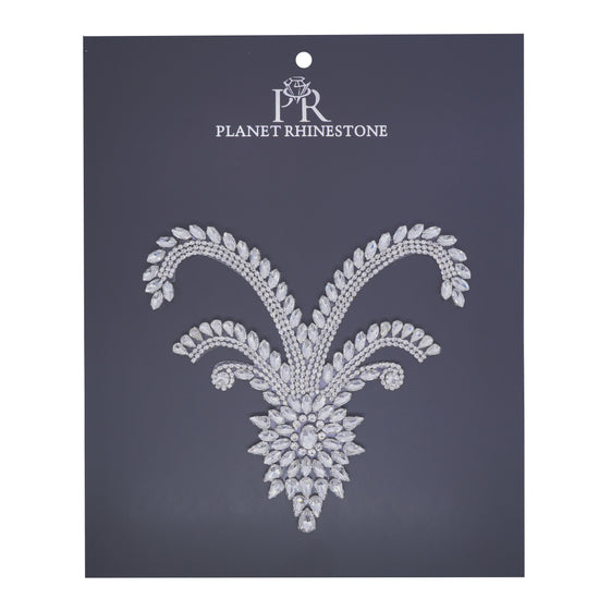 Crystal fleur rhinestone hotfix applique for costumes and bridal embellishment