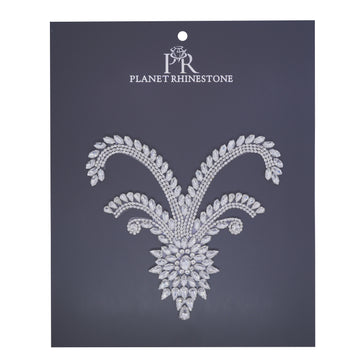 Crystal fleur rhinestone hotfix applique for costumes and bridal embellishment