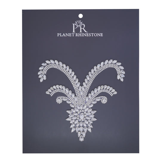 Crystal fleur rhinestone hotfix applique for costumes and bridal embellishment