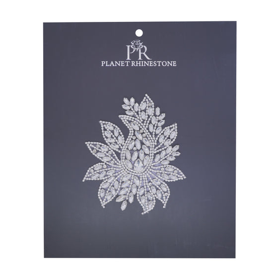 Crystal leaf rhinestone hotfix applique BSp-31 for costumes, dancewear, and bridal embellishment