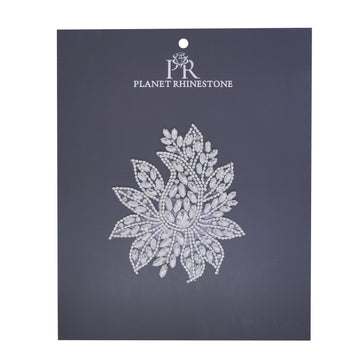 Crystal leaf rhinestone hotfix applique BSp-31 for costumes, dancewear, and bridal embellishment