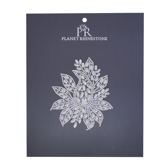 Crystal leaf rhinestone hotfix applique BSp-31 for costumes, dancewear, and bridal embellishment