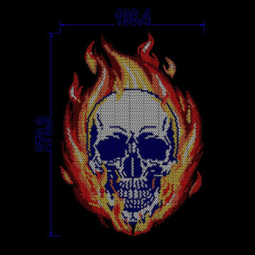 Fire skull Hotfix Rhinestone Transfer