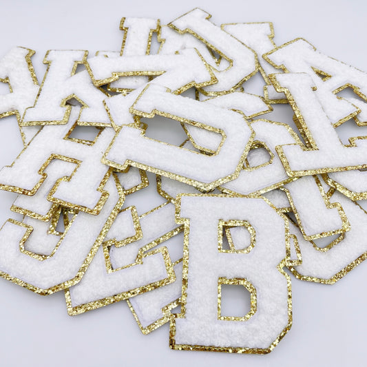 White Hotfix Chenille Letters 2.8"
