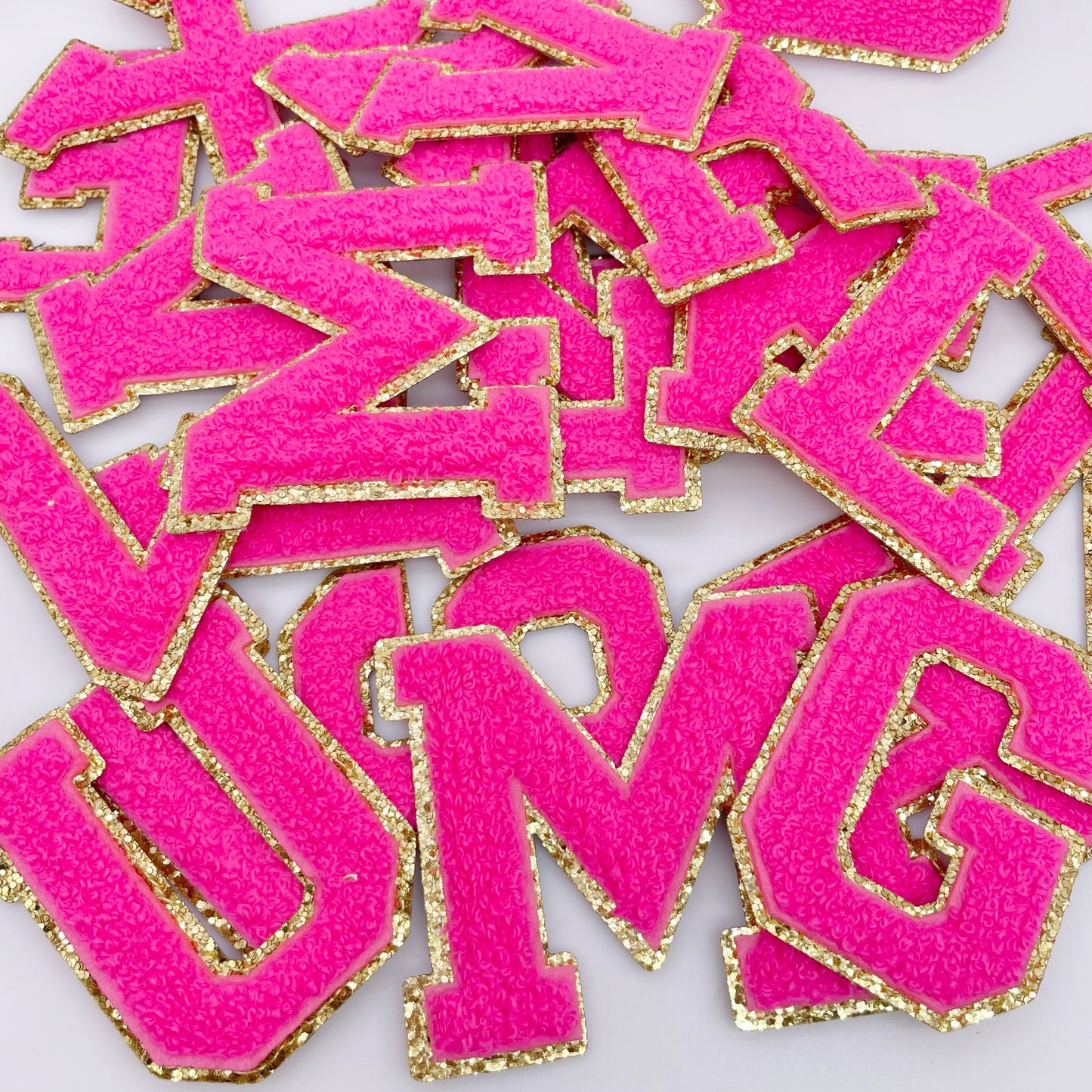 Hot Pink Hotfix Chenille Letters 2.8"