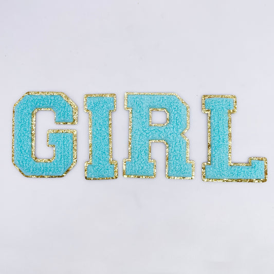 Turquoise Hotfix Chenille Letters 2.8"