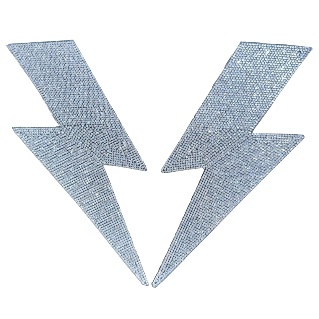 Lightning Bolt Silver Hotfix Applique