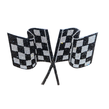 Racing Flag Rhinestone Applique BG-119-L