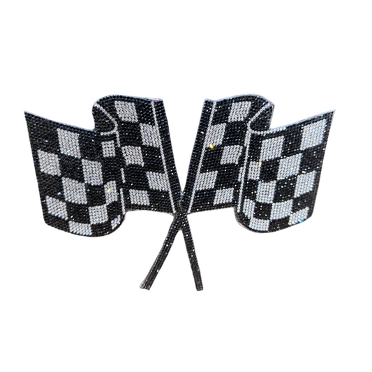 Racing Flag Rhinestone Applique BG-119-L