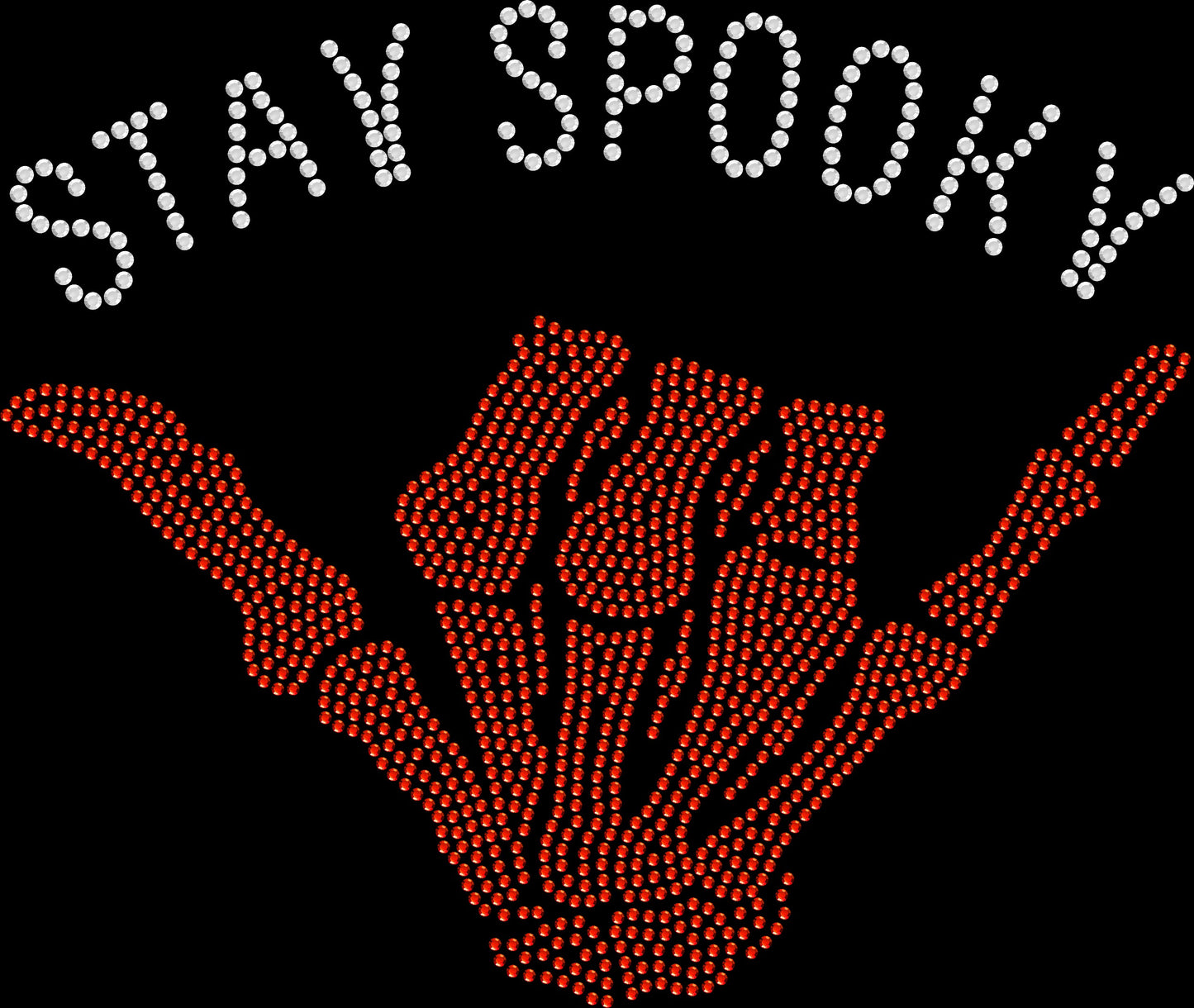 Stay Spooky Skeleton Hand Rhinestone Transfer – 10" x 9"