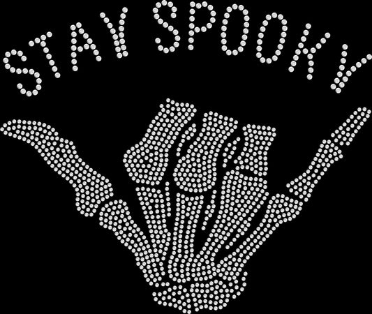 Stay Spooky Skeleton Hand Rhinestone Transfer – 10" x 9"