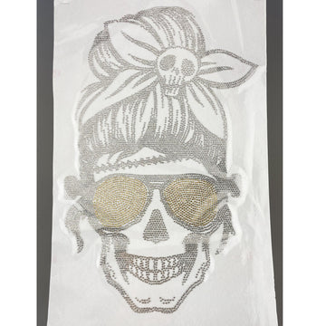 Messy Bun Skull Hotfix Transfer