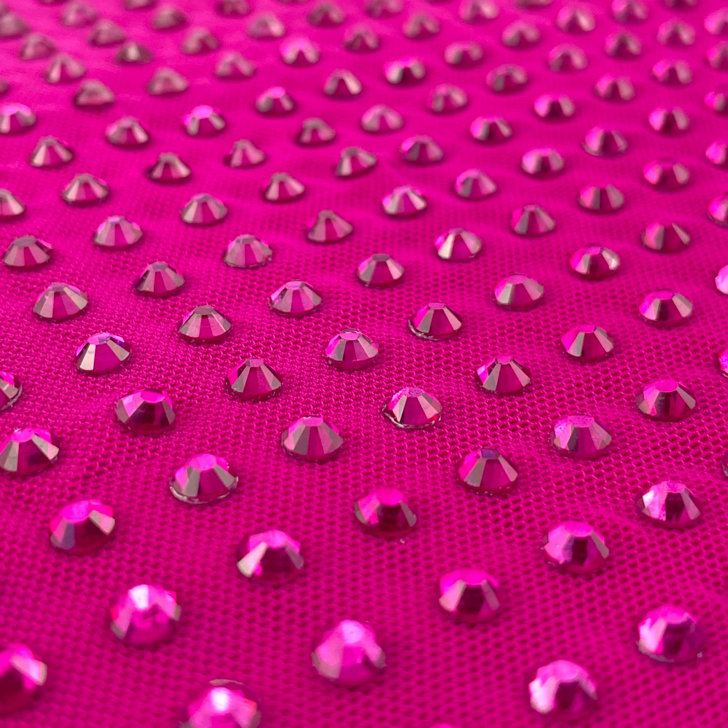 Rhinestones Solid Color Fabric - Hot Pink - 4 Way Stretch Soft Solid Fabric  with Crystal RhineStones Sold by Yard