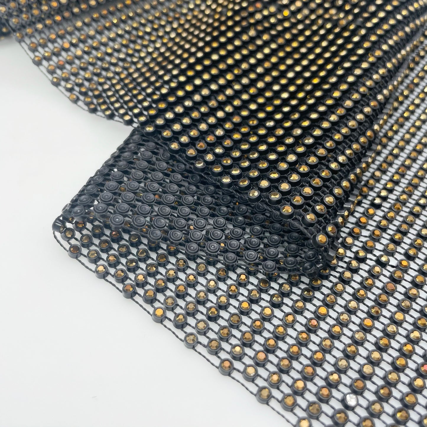 Rhinestone Stretchy Fabric | Black Aurum
