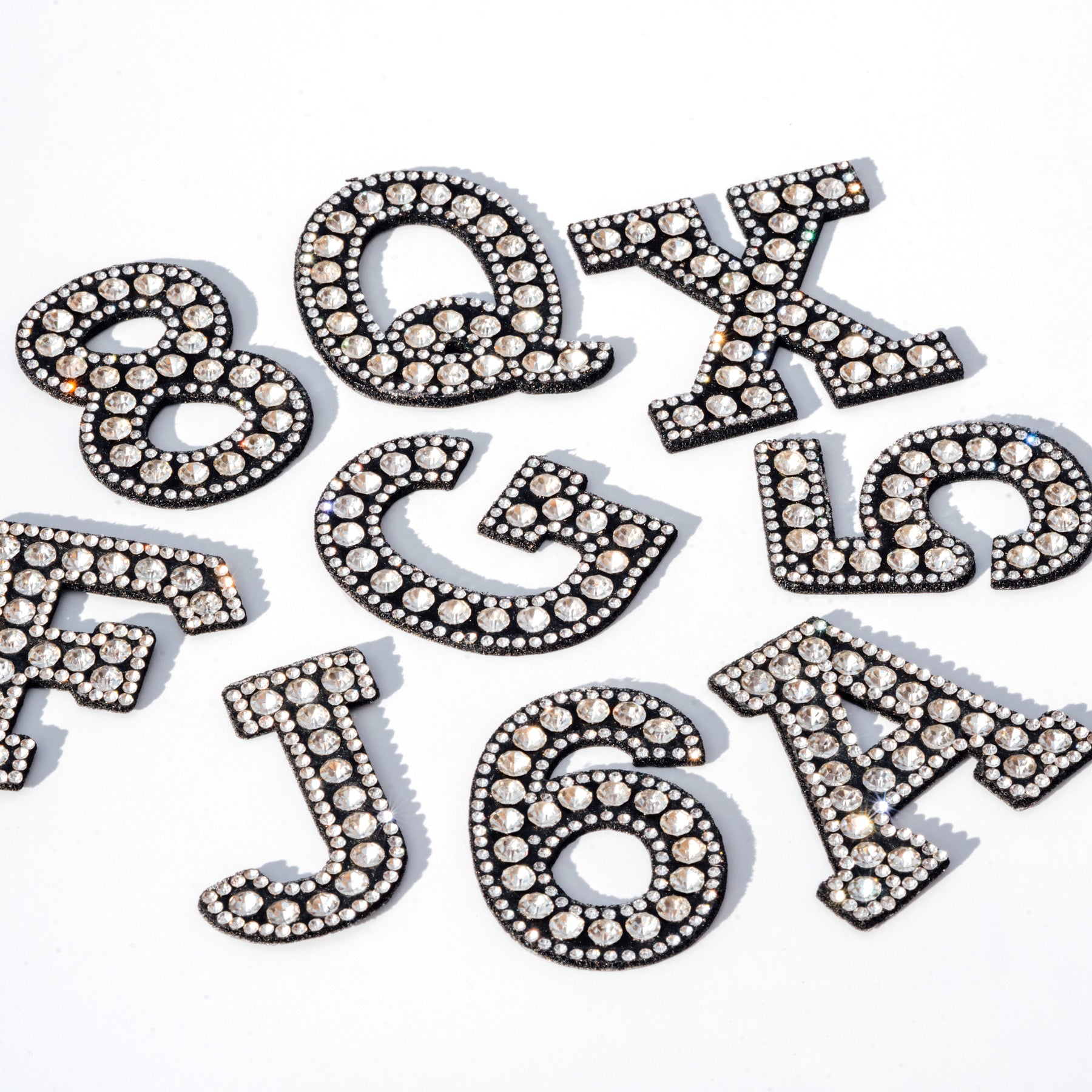 Rhinestone Iron-On Letters, Crystal Letter Patches