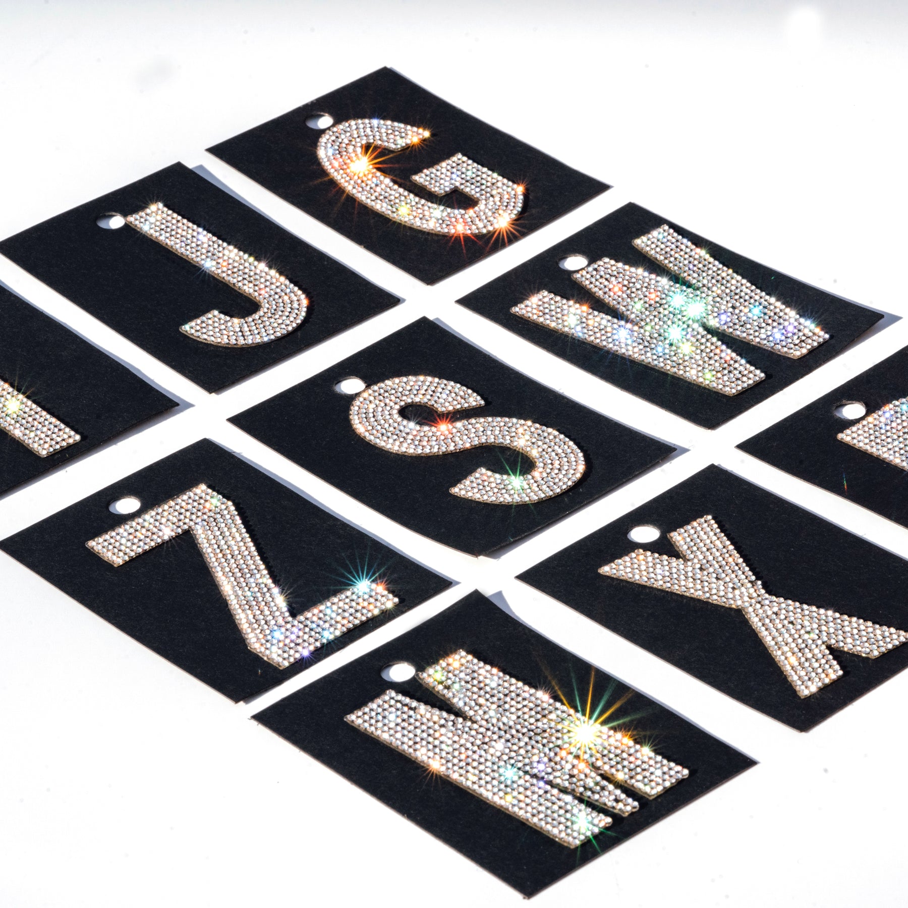 Reduced！！52pcs Applique Letter Patch Iron On Rhinestones For