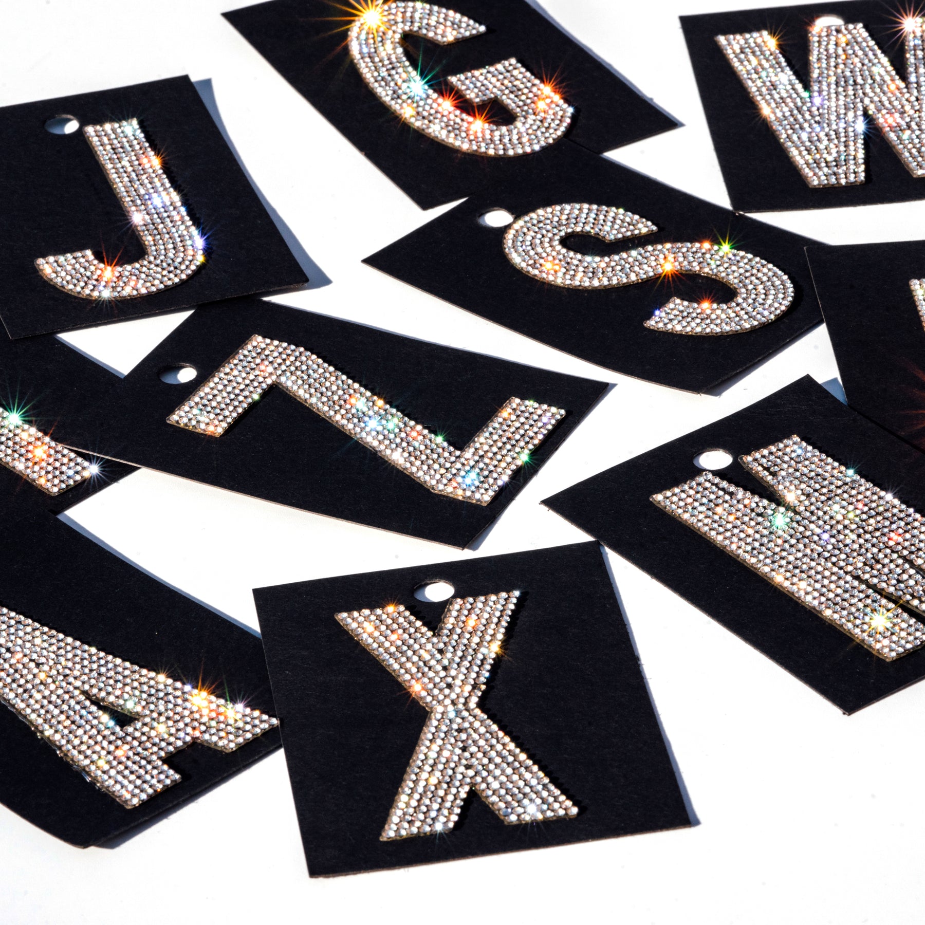 Large Grey Rhinestone Iron On Patch Letters — Patches R Us
