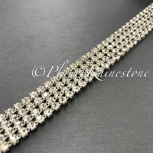 Silver Four Row Crystal Trim | T-5